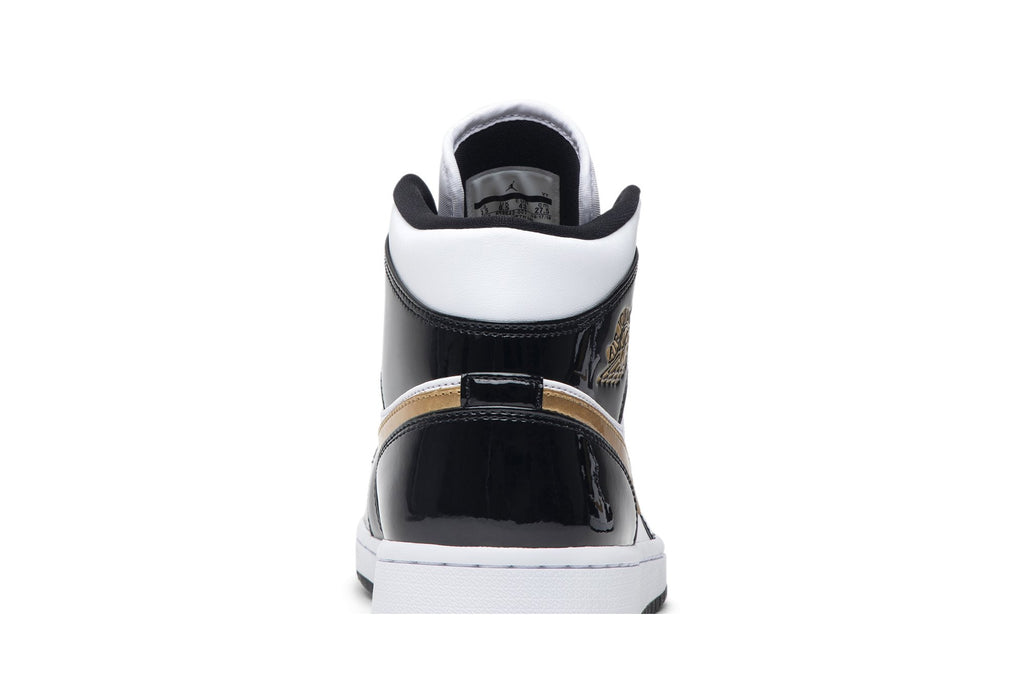 Retro 1 Mid Patent Sneakers — Black Gold — 852542-007