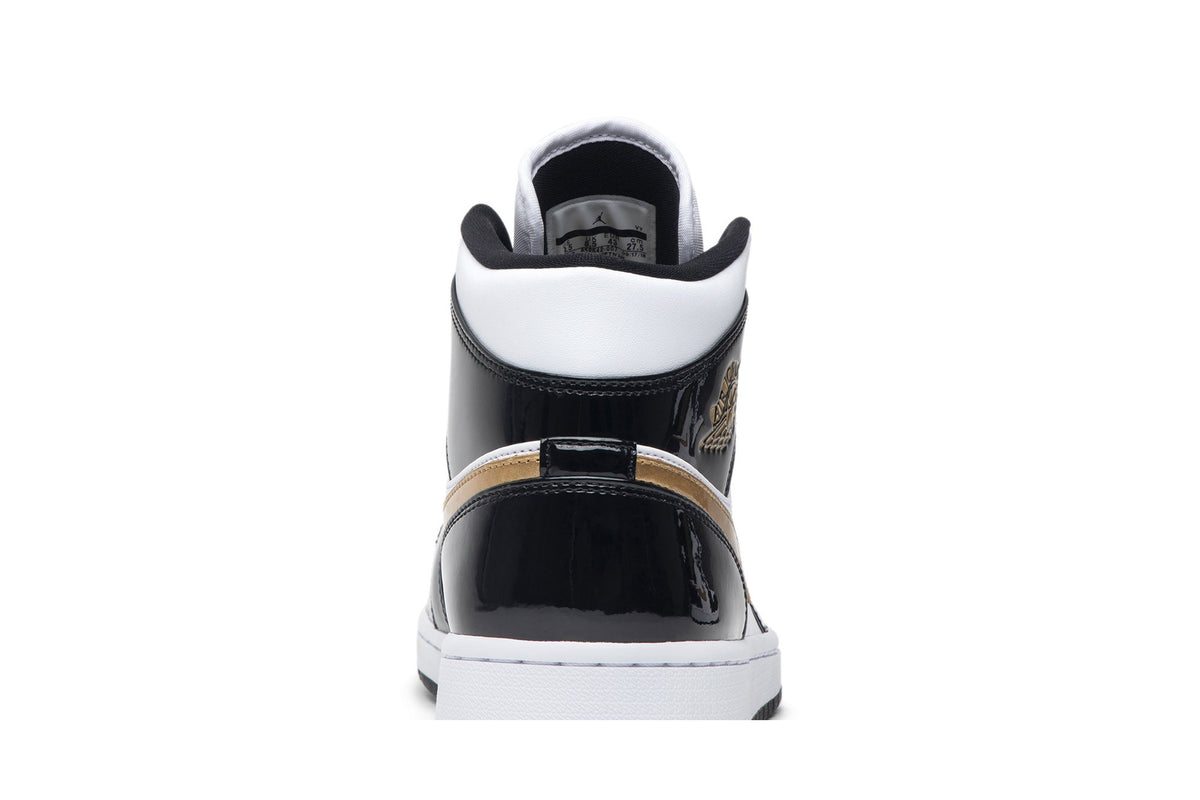 Retro 1 Mid Patent Sneakers — Black Gold — 852542-007