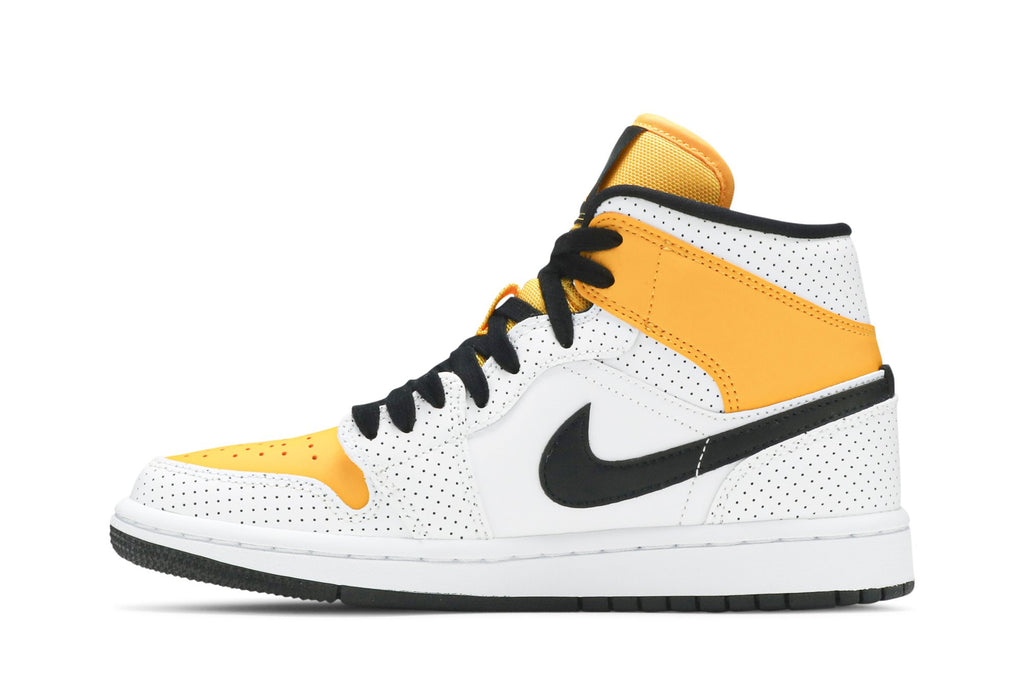 Retro 1 Mid Sneakers — Perforated – White University Gold — BQ6472-107