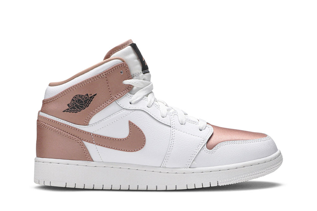 Retro 1 Mid GS Sneakers — White Rose Gold — 555112-190
