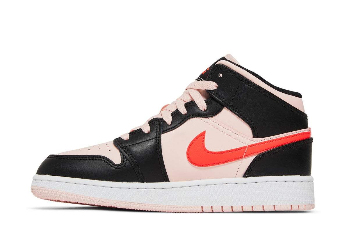 Retro 1 Mid GS Sneakers — Black Pink Crimson — 554725-604