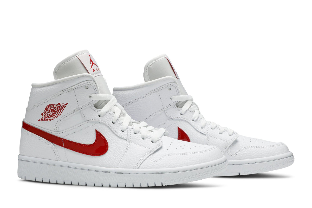 Retro 1 Mid Sneakers — White University Red — BQ6472-106