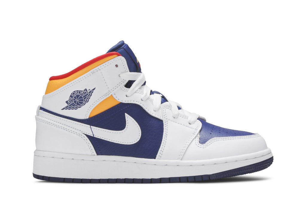 Retro 1 Mid GS Sneakers — White Deep Royal Blue — 554725-131