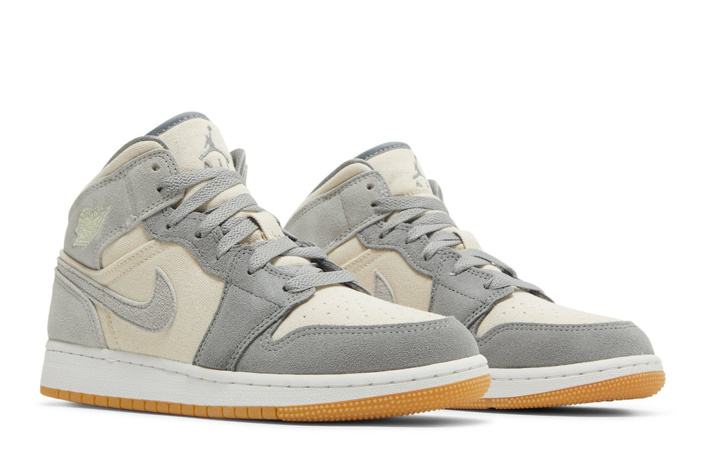 Retro 1 Mid SE GS Sneakers — Coconut Milk Particle Grey — DN4346-100