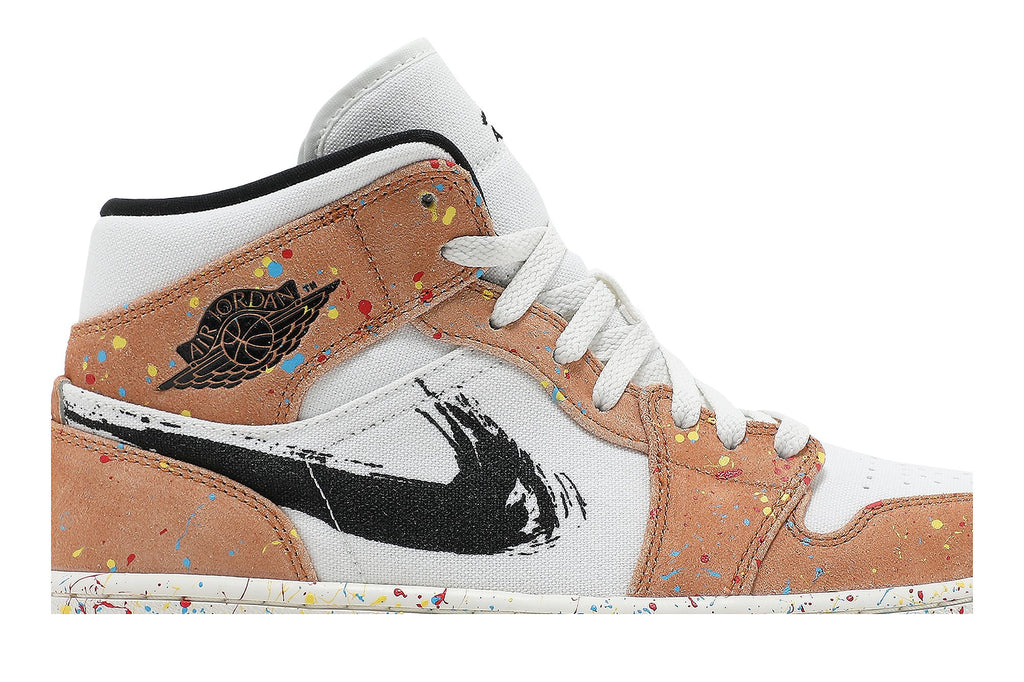 Retro 1 Mid SE Sneakers — Brushstroke Paint Splatter — DA8005-100