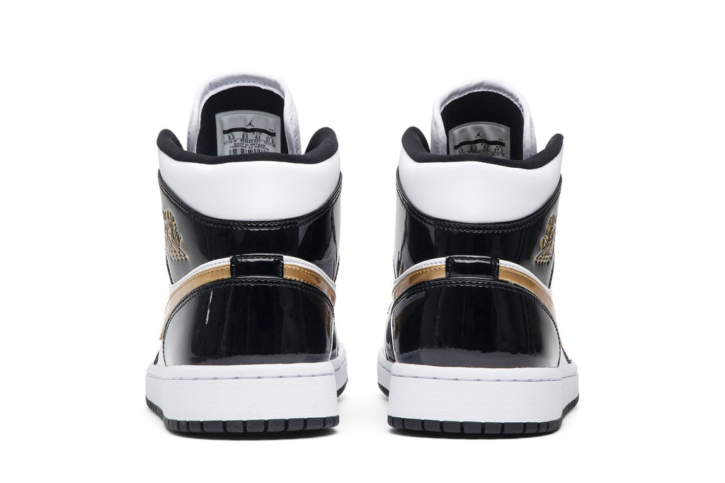 Retro 1 Mid Patent Sneakers — Black Gold — 852542-007