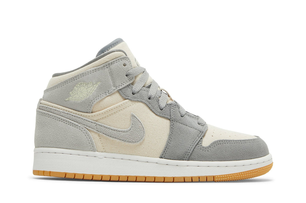 Retro 1 Mid SE GS Sneakers — Coconut Milk Particle Grey — DN4346-100
