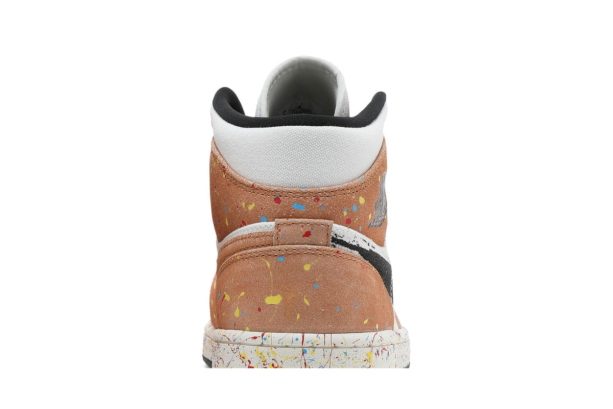 Retro 1 Mid SE Sneakers — Brushstroke Paint Splatter — DA8005-100