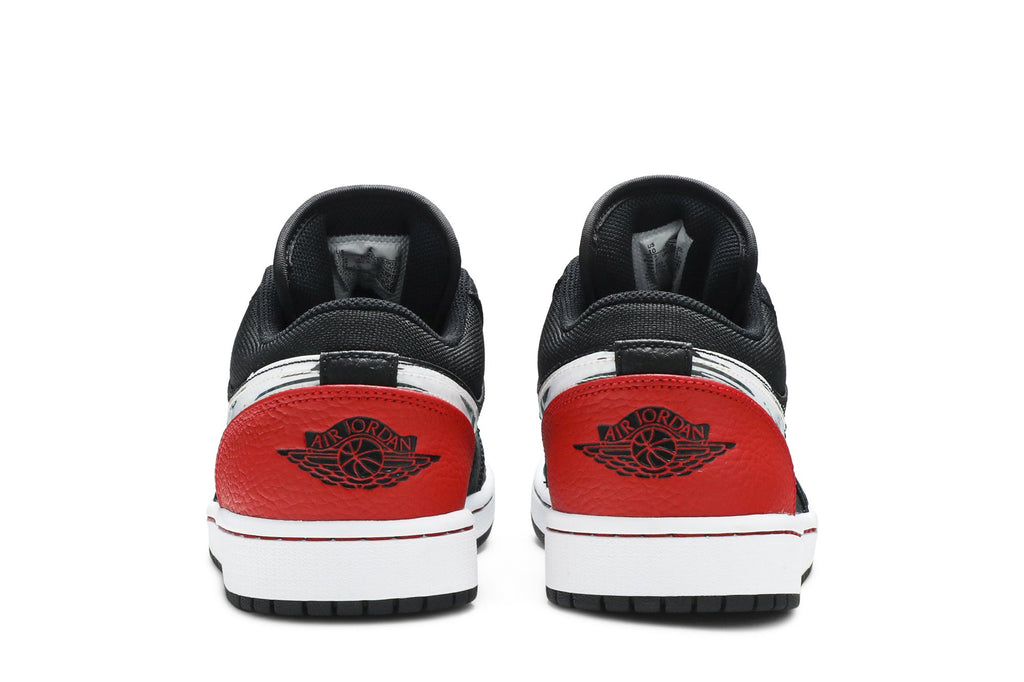 Retro 1 Low Sneakers — Brushstroke Swoosh – Black Red — DA4659-001