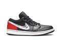 Retro 1 Low Sneakers — Brushstroke Swoosh – Black Red — DA4659-001