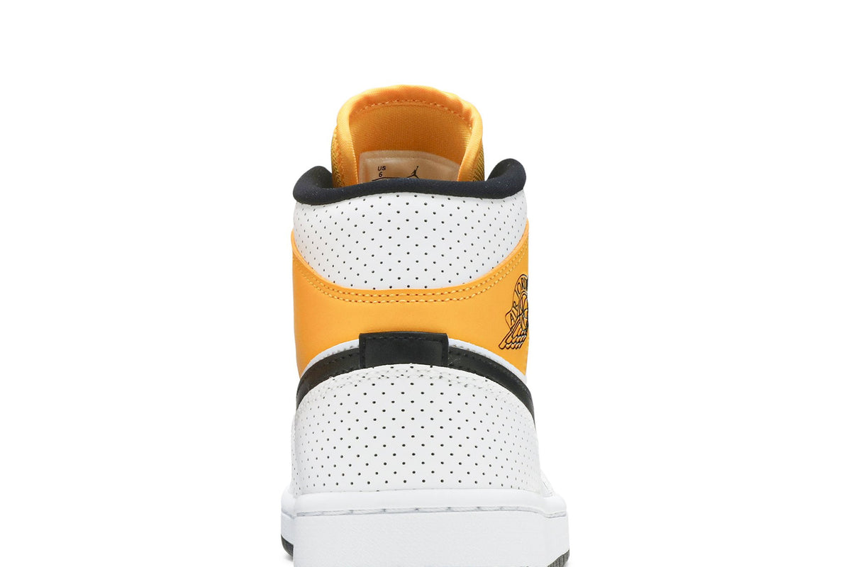 Retro 1 Mid Sneakers — Perforated – White University Gold — BQ6472-107
