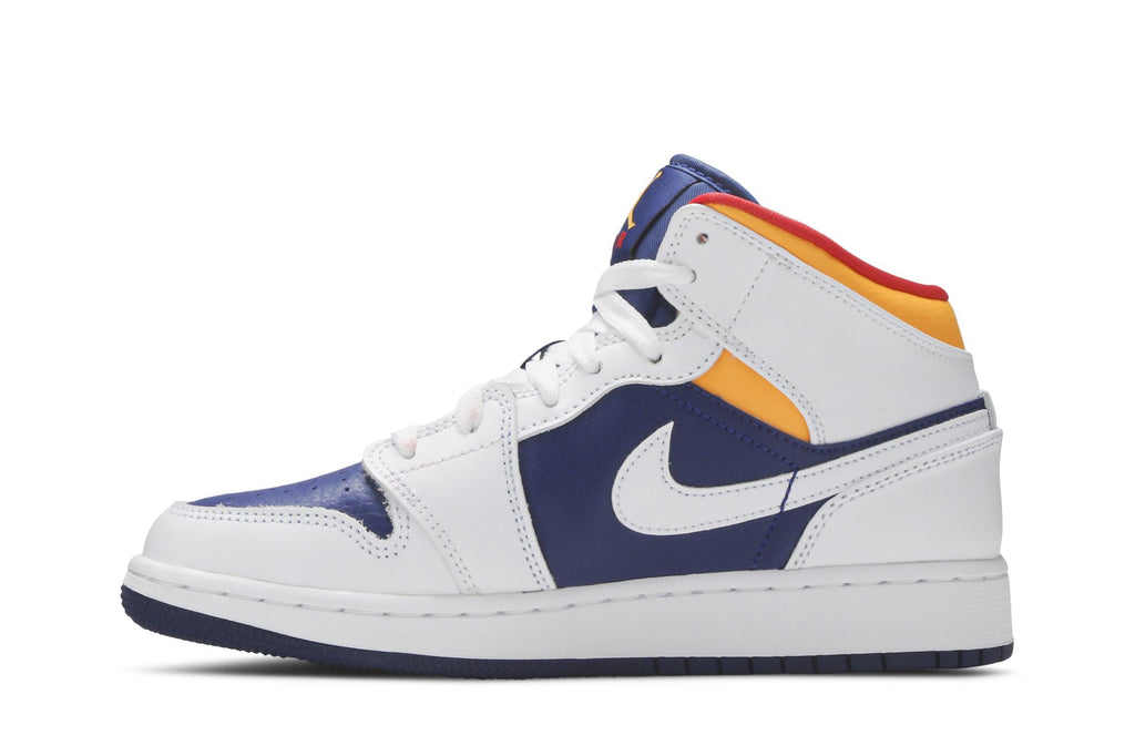 Retro 1 Mid GS Sneakers — White Deep Royal Blue — 554725-131