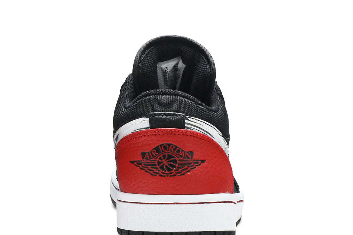 Retro 1 Low Sneakers — Brushstroke Swoosh – Black Red — DA4659-001