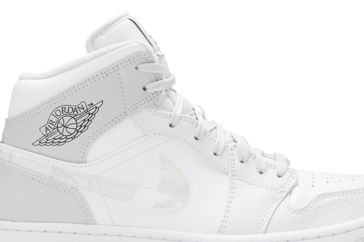 Retro 1 Mid Sneakers — Swoosh Logo – Grey Camo — DC9035-100
