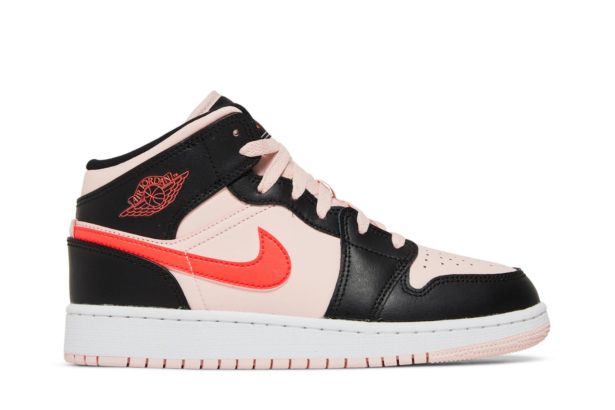 Retro 1 Mid GS Sneakers — Black Pink Crimson — 554725-604