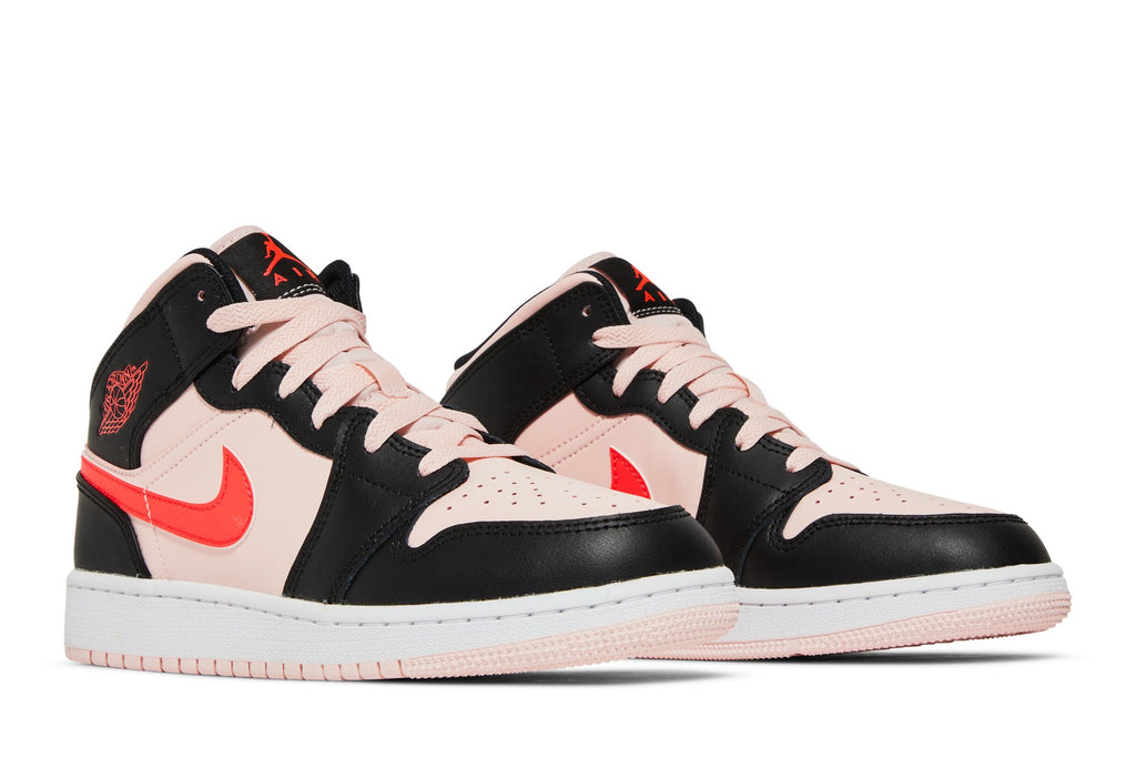 Retro 1 Mid GS Sneakers — Black Pink Crimson — 554725-604