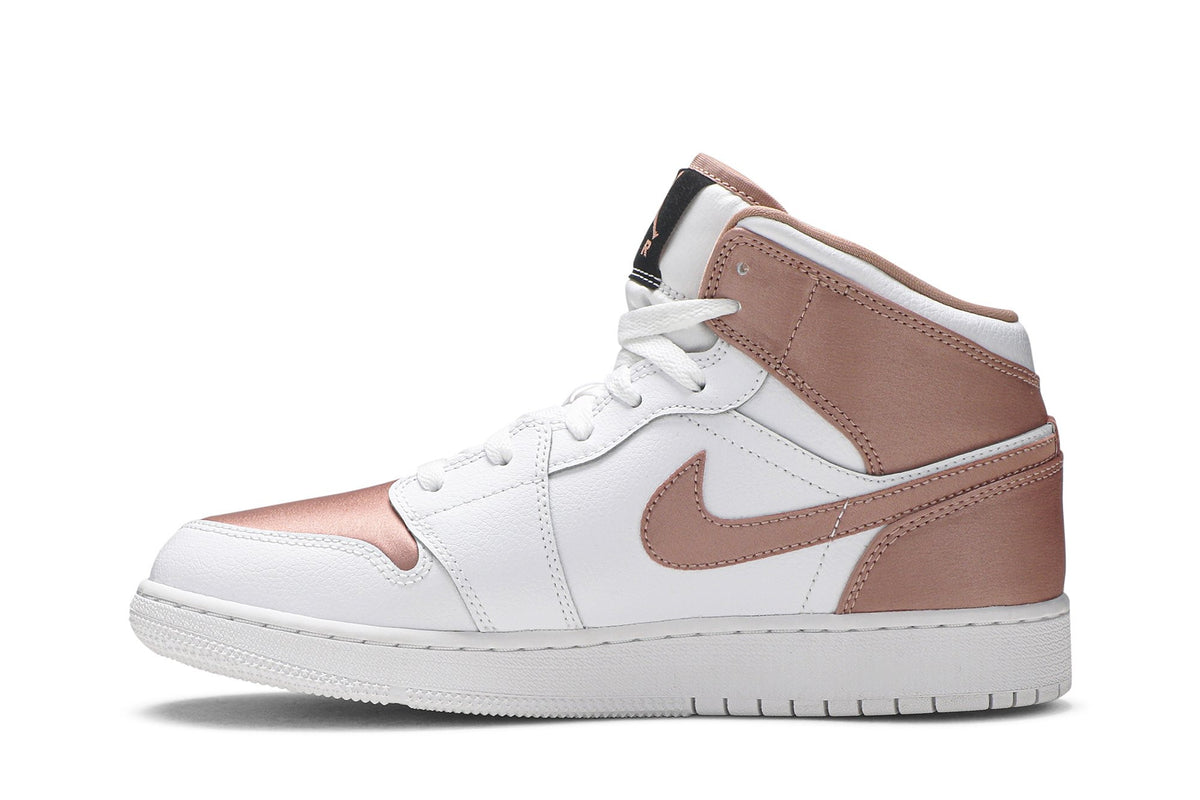Retro 1 Mid GS Sneakers — White Rose Gold — 555112-190