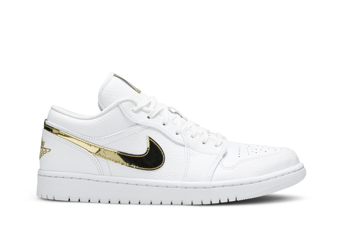 Retro 1 Low Sneakers — White Metallic Gold — CZ4776-100