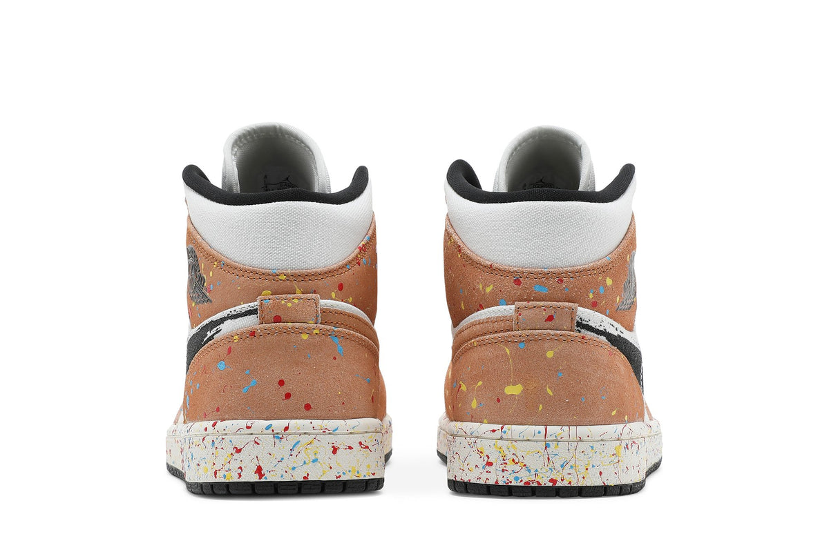 Retro 1 Mid SE Sneakers — Brushstroke Paint Splatter — DA8005-100
