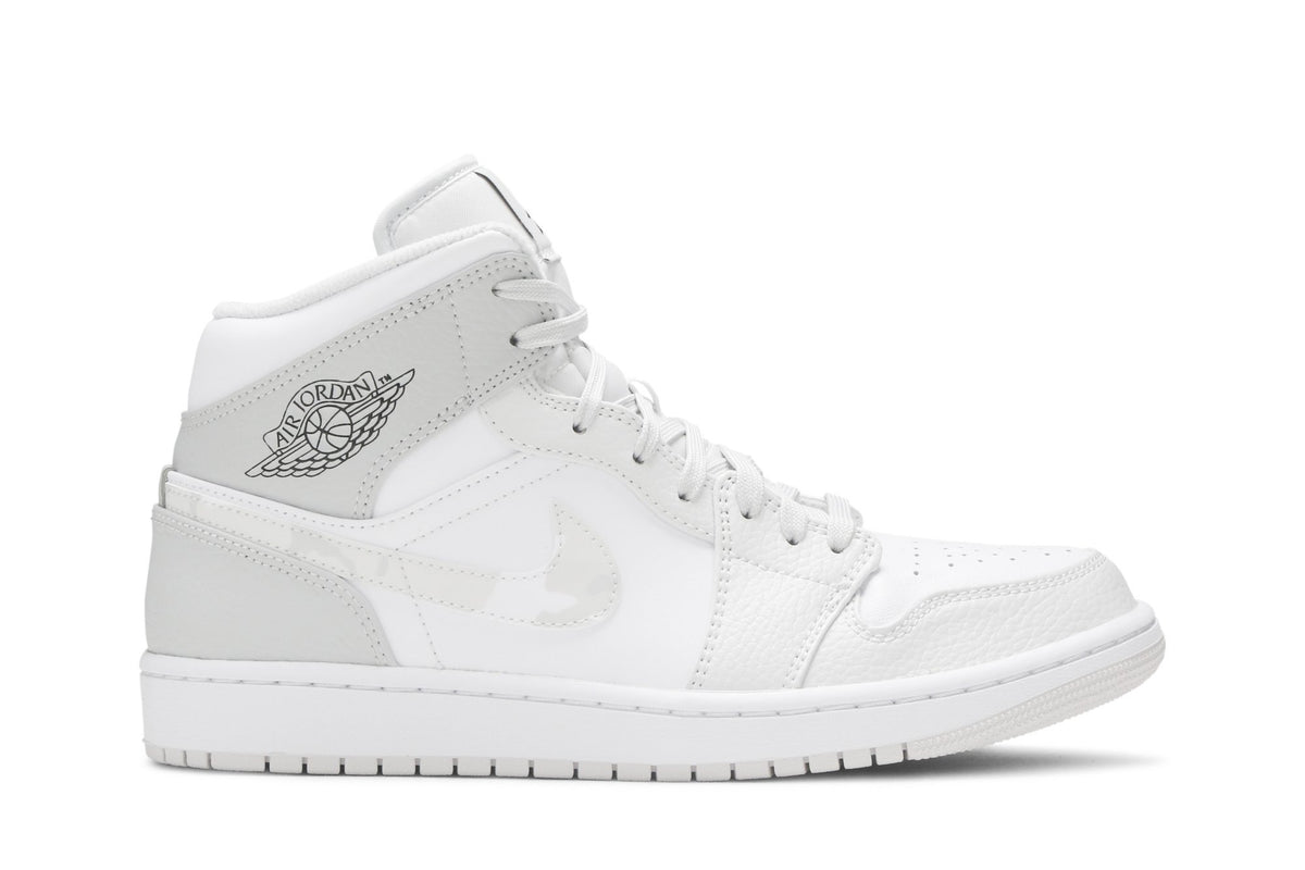Retro 1 Mid Sneakers — Swoosh Logo – Grey Camo — DC9035-100