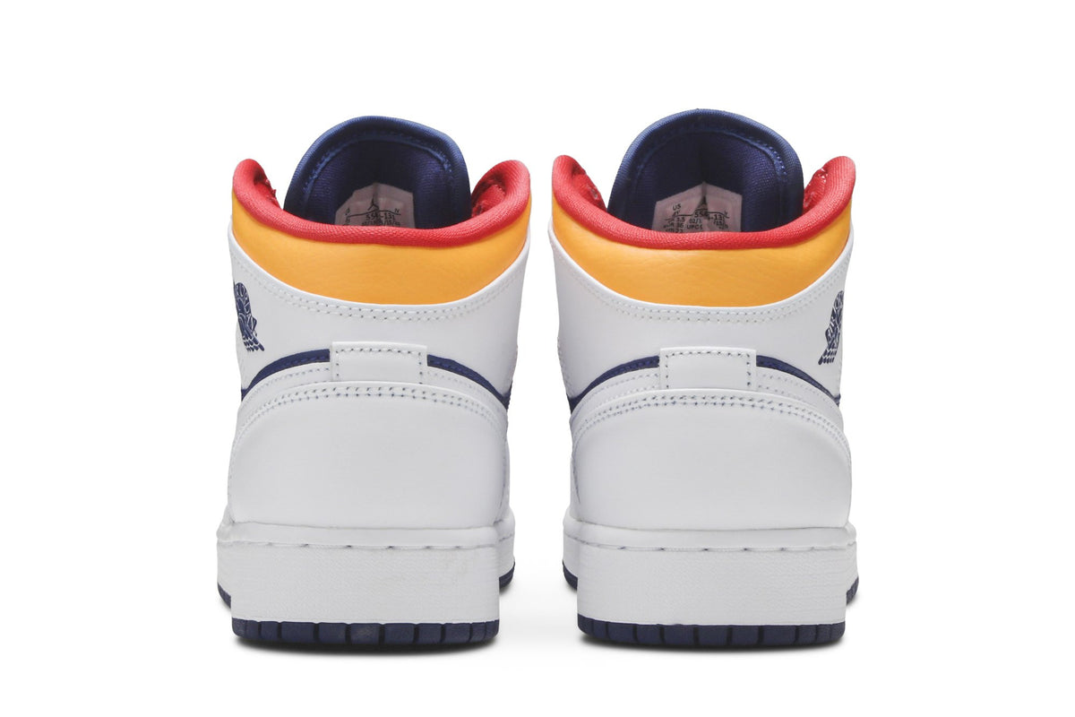 Retro 1 Mid GS Sneakers — White Deep Royal Blue — 554725-131