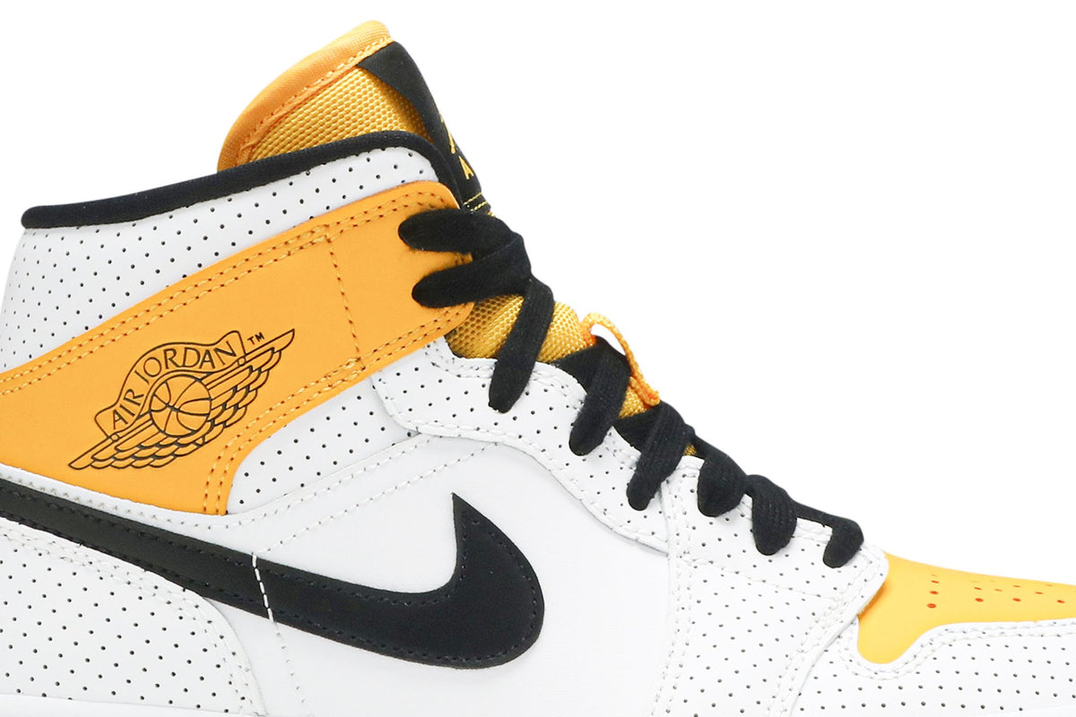 Retro 1 Mid Sneakers — Perforated – White University Gold — BQ6472-107
