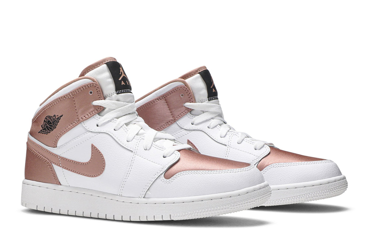 Retro 1 Mid GS Sneakers — White Rose Gold — 555112-190