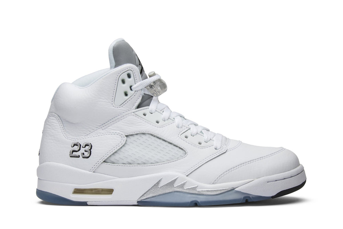 Retro 5 Sneakers — Metallic White — 136027-130
