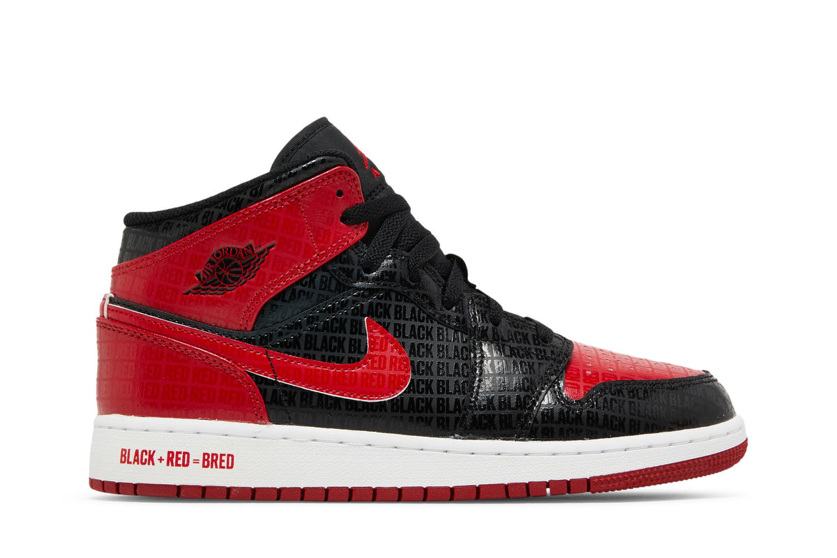 Retro 1 Mid SS GS Sneakers — Black + Red = Bred — DM9650-001