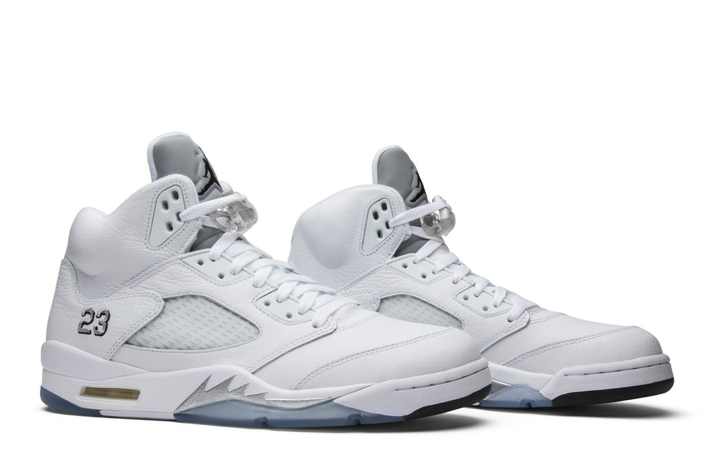Retro 5 Sneakers — Metallic White — 136027-130