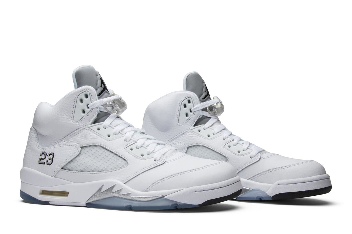 Retro 5 Sneakers — Metallic White — 136027-130