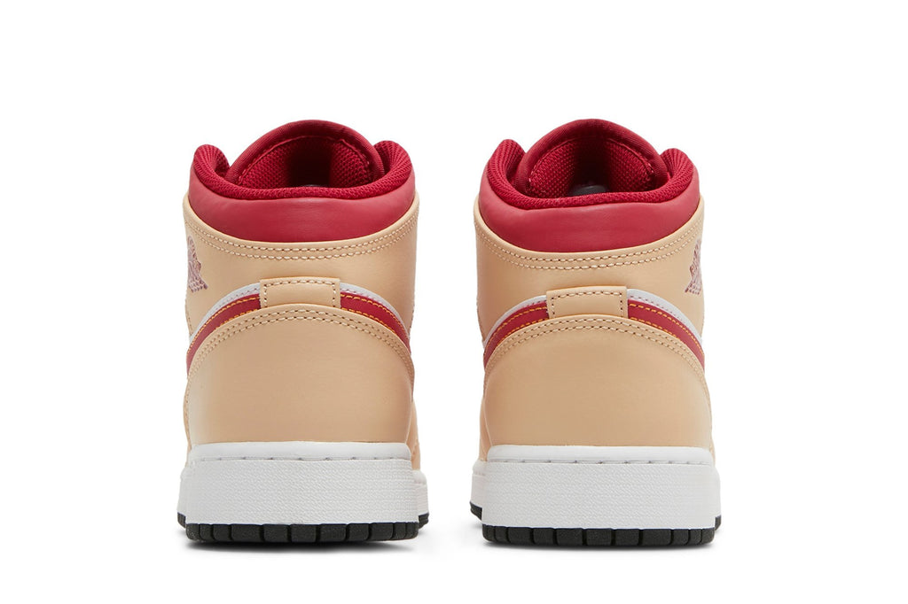 Retro 1 Mid GS Sneakers — Light Curry Cardinal Red — 554725-201