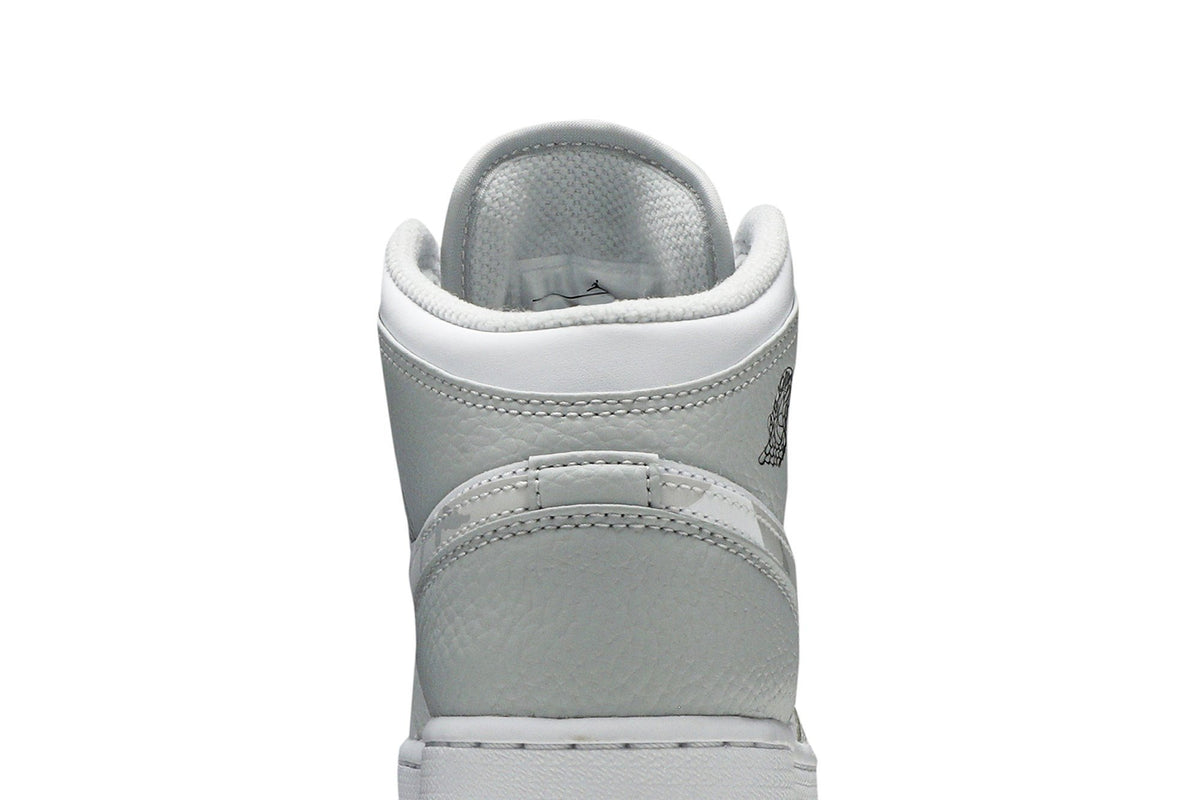 Retro 1 Mid SE GS Sneakers — Swoosh Logo – Grey Camo — DD3235-100