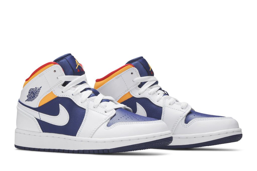 Retro 1 Mid GS Sneakers — White Deep Royal Blue — 554725-131